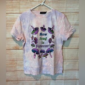 Junk Food Clothing Pastel Tie-Dye  T-Shirt with Mushroom Design NEW